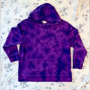 ✨5/$20 YOUTH XL (16-18) PURPLE TIE DYE HOODED SWEAT SHIRT WONDER NATION✨